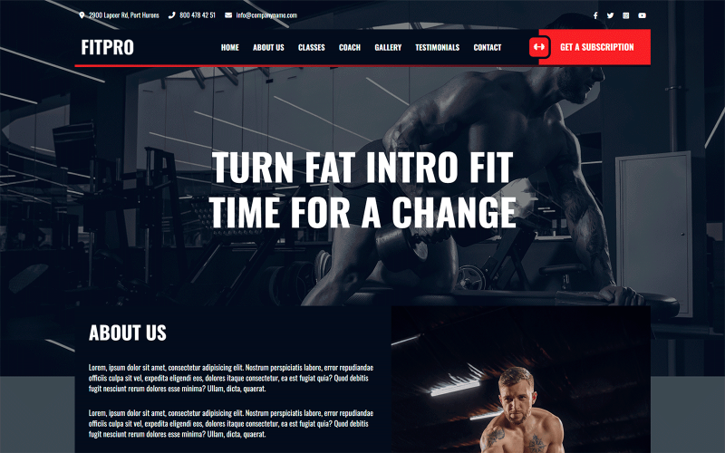 fitpro gym and fitness club html landing page template original
