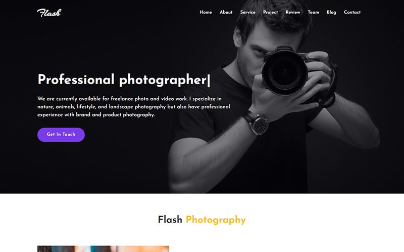 flash photography landing page template original