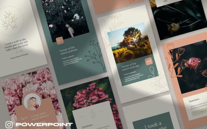 floral instagram template powerpoint original