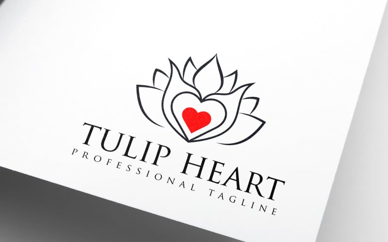 floral tulip red heart fashion beauty logo design original