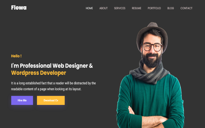 flowa personal portfolio website responsive bootstrap template original