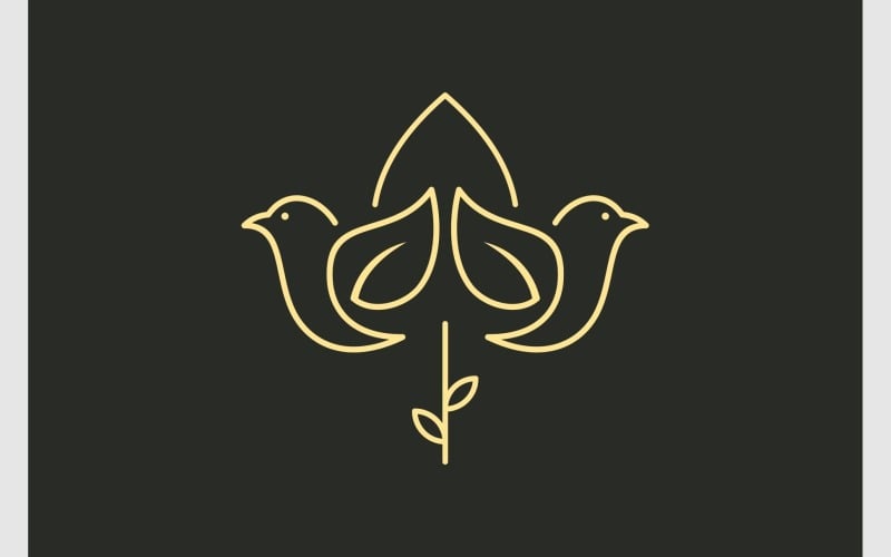 flower bird line art simple logo original