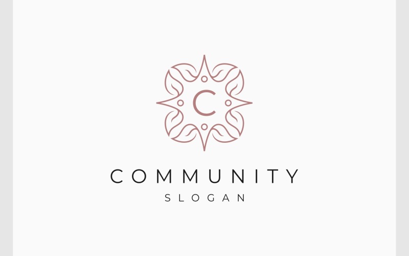 flower leaf decoration with letter c logo original