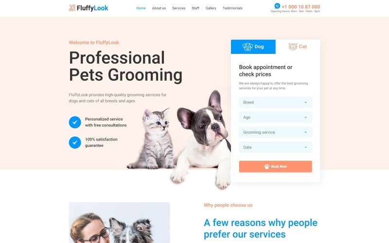 fluffylook pet grooming clean landing page template original