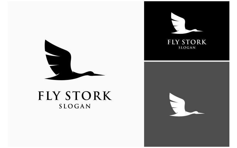 flying stork crane silhouette logo original