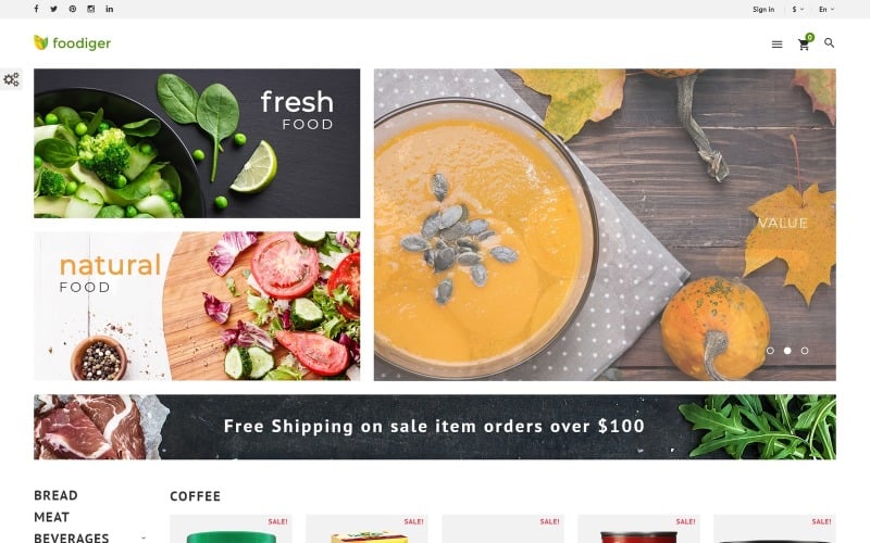 foodiger grocery store prestashop theme original
