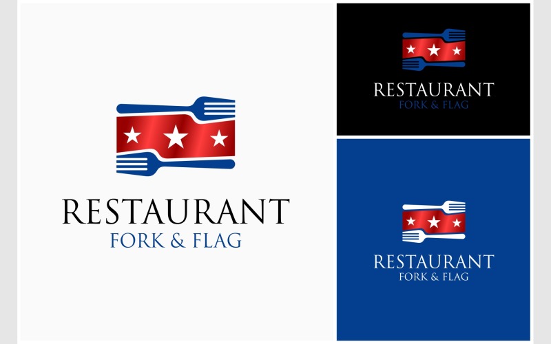 fork flag restaurant luxury logo original