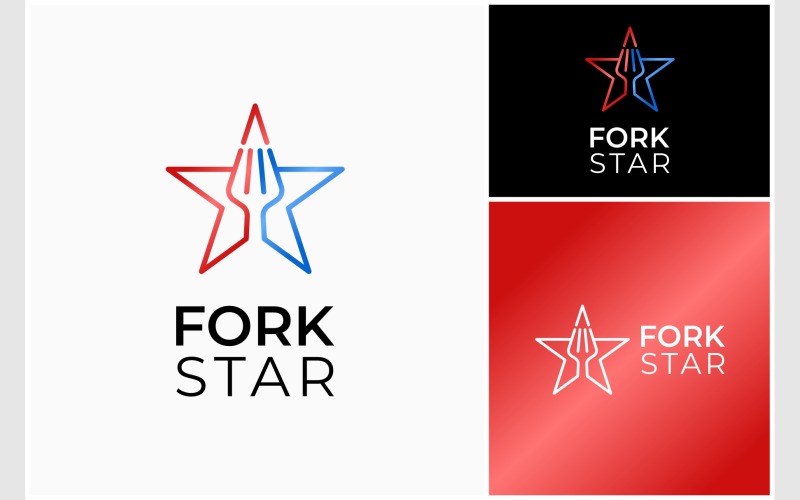 fork star restaurant creative logo original