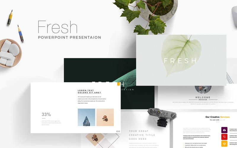fresh minimal presentation powerpoint template original