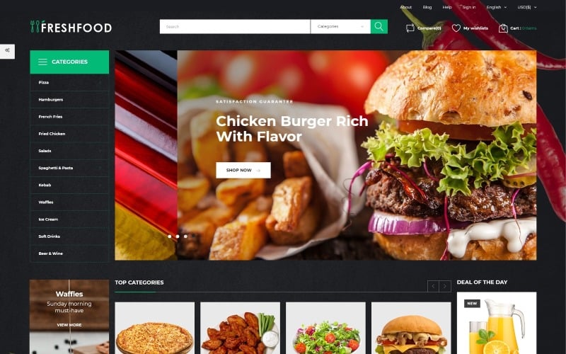 freshfood food store template prestashop theme original