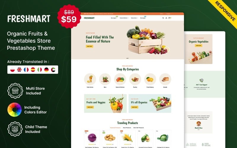 freshmart grocery and organic responsive prestashop theme original