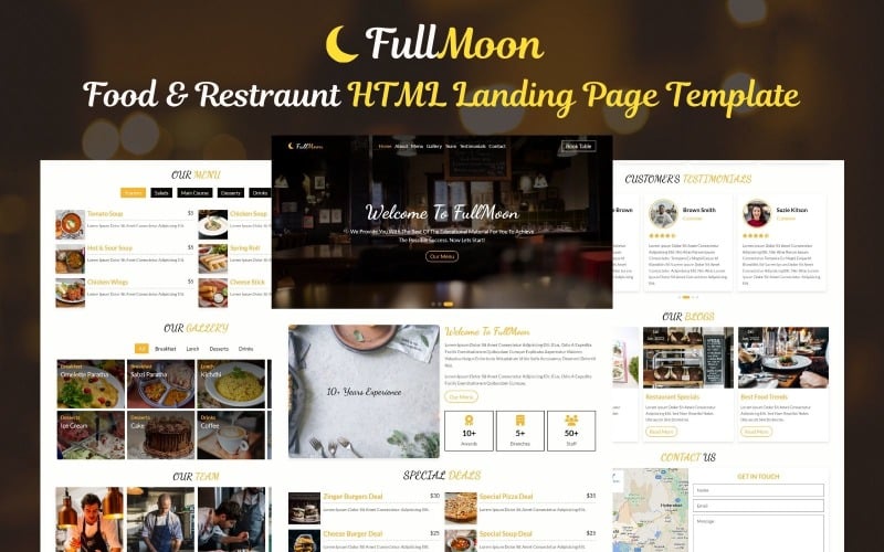 fullmoon food amp restaurant html landing page template original