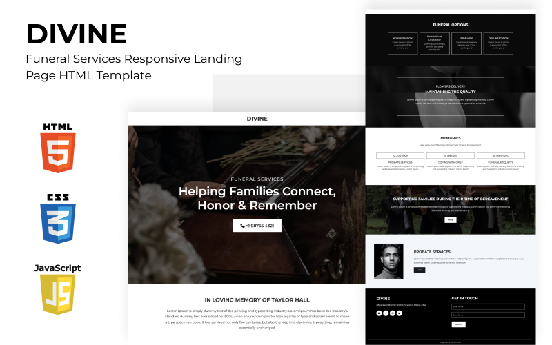 funeral services responsive landing page html template original