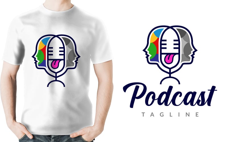funny human tongue microphone podcast logo original