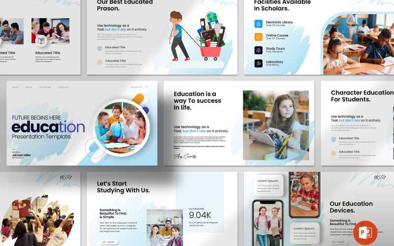 future begins here education presentation template original
