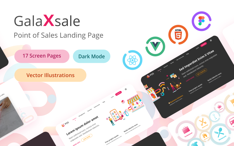 galaxsale react vue html and figma retail and point of sale landing page template original