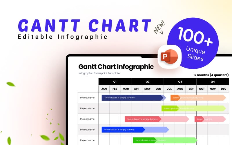 gantt chart infographic powerpoint template original