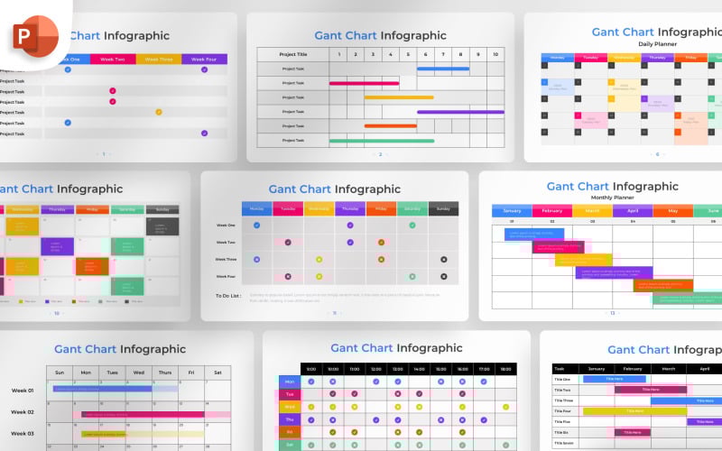 gantt chart powerpoint infographic template original