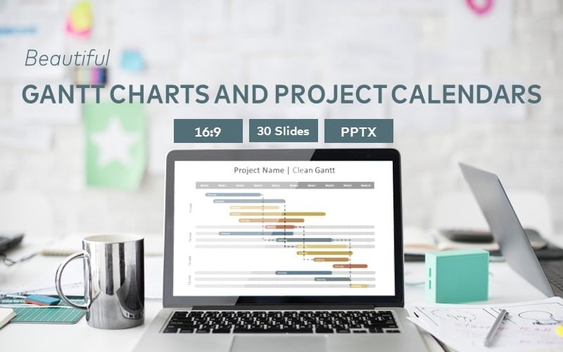 gantt charts and project calendar powerpoint template original