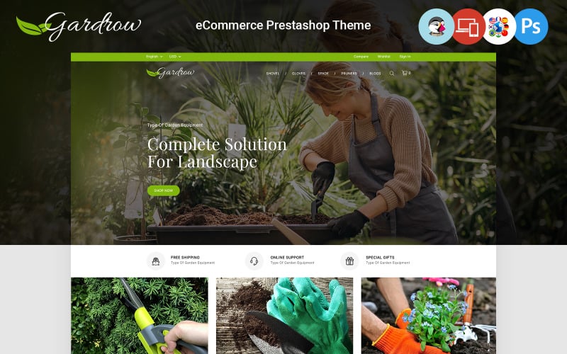 gardrow garden plants and tools store prestashop theme original