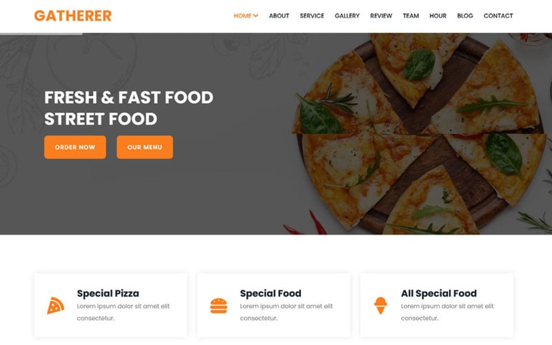 gatherer food amp restaurants landing page template original