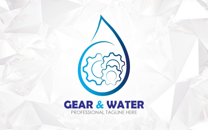 gear and water plumbing logo design brand identity original