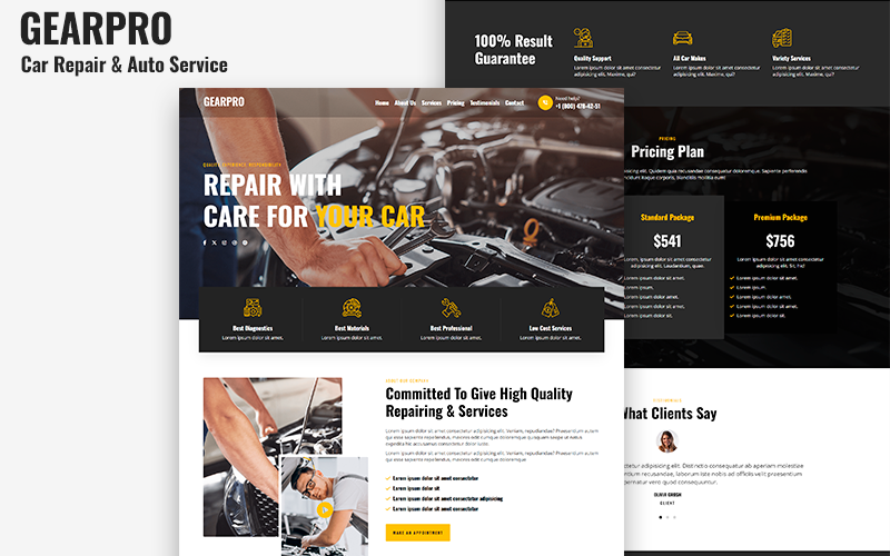 gearpro car repair amp auto service html landing page template original