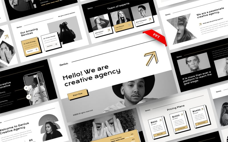 genius creative agency powerpoint template original