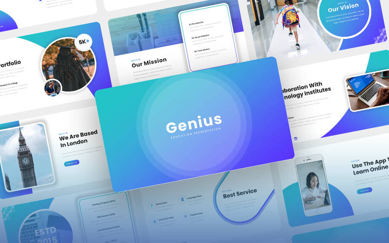 genius education presentation powerpoint template original