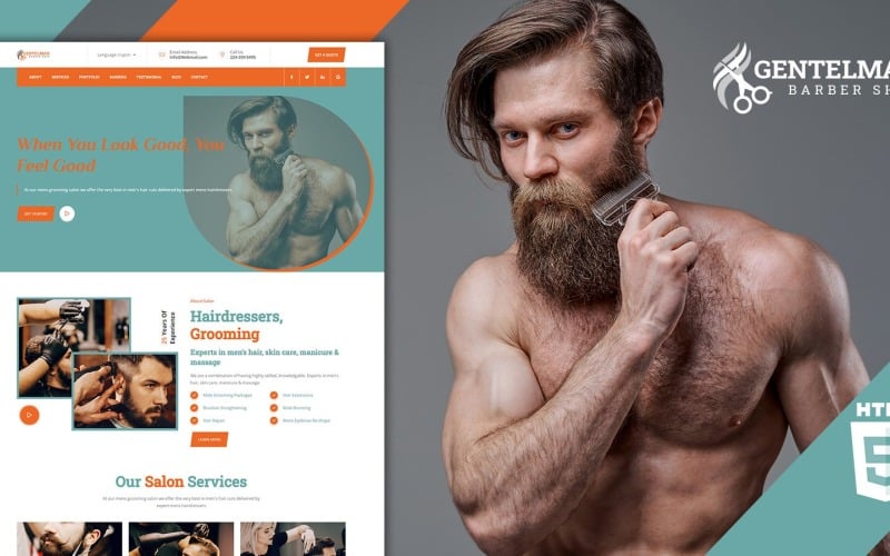 gentelman barber beauty shop landing page template original