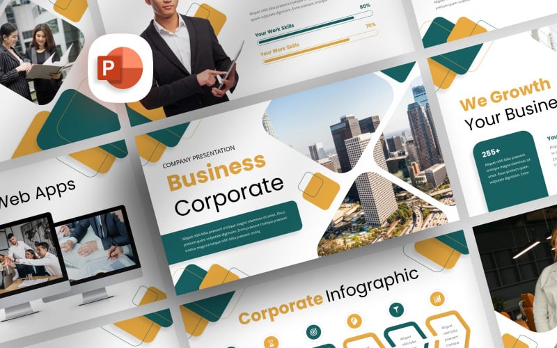 geometric business corporate powerpoint template original