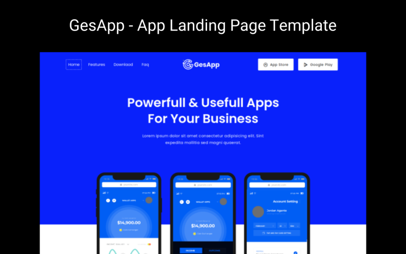 gesapp app landing page template original