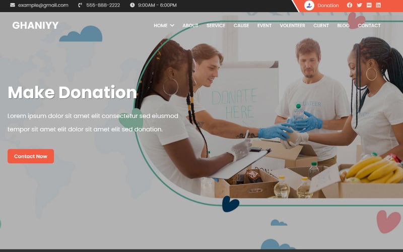 ghaniyy charity amp donation one page html landing page template original