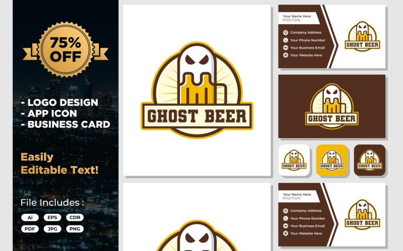 ghost beer retro vintage logo design original
