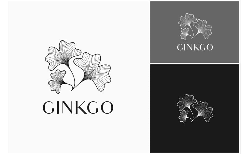 ginkgo floral hand drawn logo original