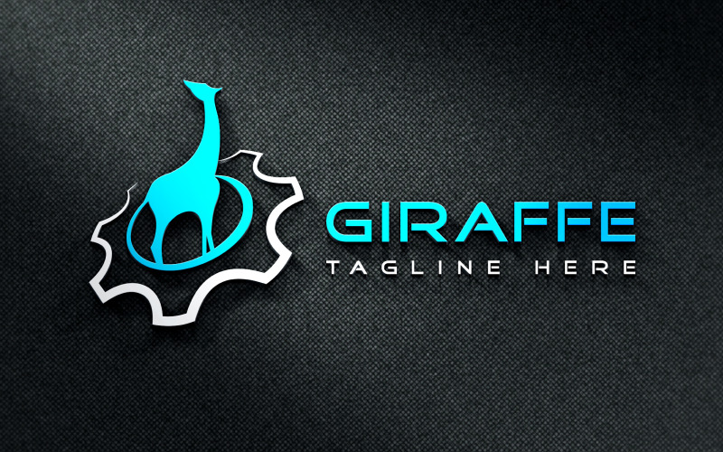 giraffe with gear animal technology logo design original