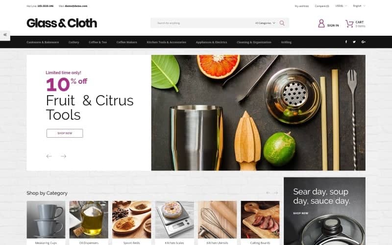 glass and cloth dishes store prestashop theme original