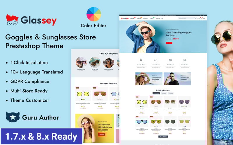 glassey eye glasses and goggles store prestashop responsive theme original