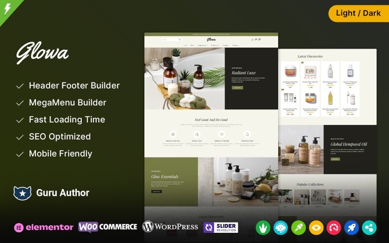 glowa cosmetic and beauty skin care and perfume store responsive woocommerce theme original