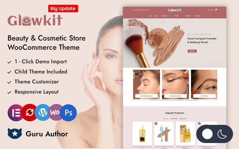 glowkit beauty and cosmetic store elementor woocommerce responsive theme original