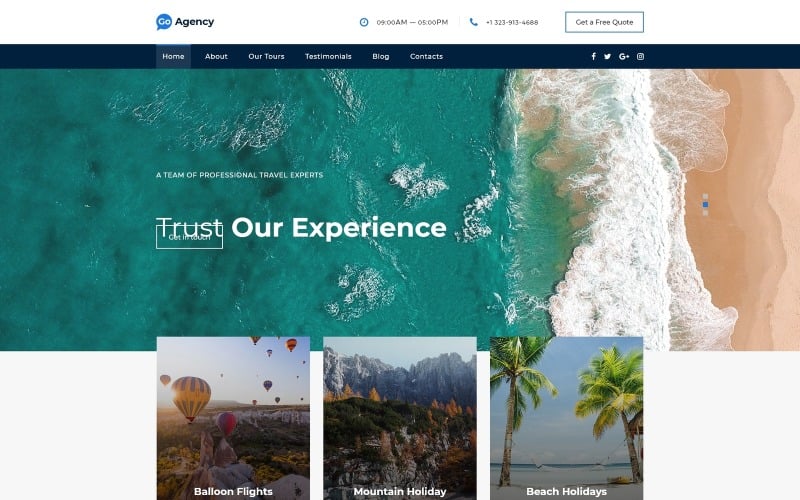 go agency travel agency clean bootstrap html landing page template original