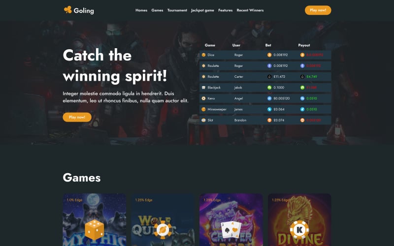 gocasino casino amp sports html landing page template original