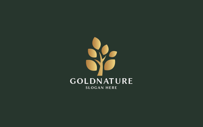 gold nature tree pro logo templates original