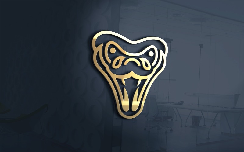 gold snake head outline stroke logo template original