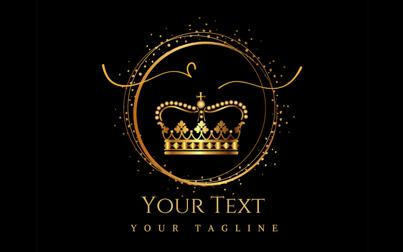 golden crown glittering king queen vector circle logo original