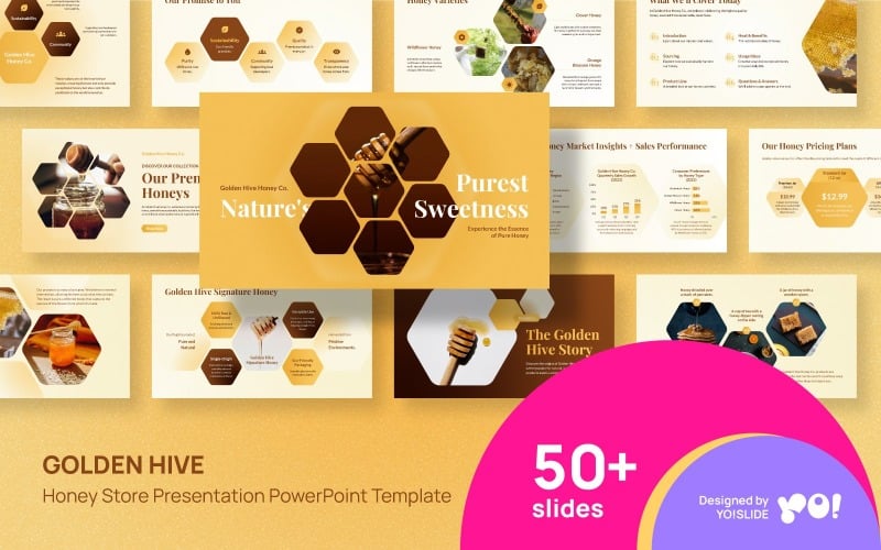 golden hive honey store presentation powerpoint template original