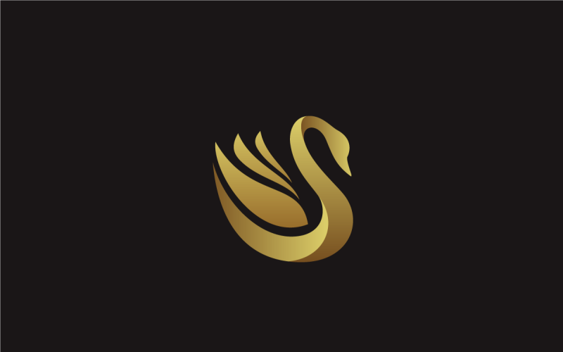 golden swan vector logo design template original