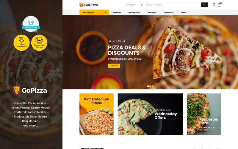 gopizza pizza restaurant food burger prestashop store original