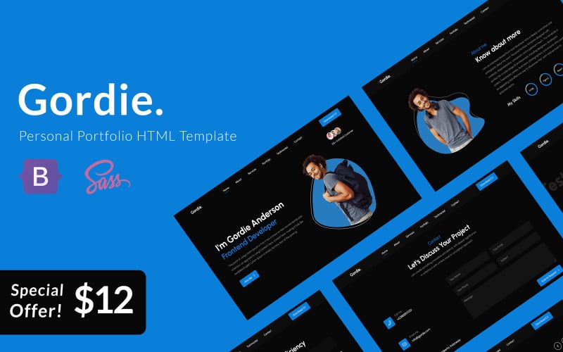 gordie personal portfolio html template original