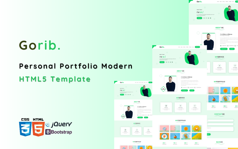 gorib modern personal portfolio landing page html template original